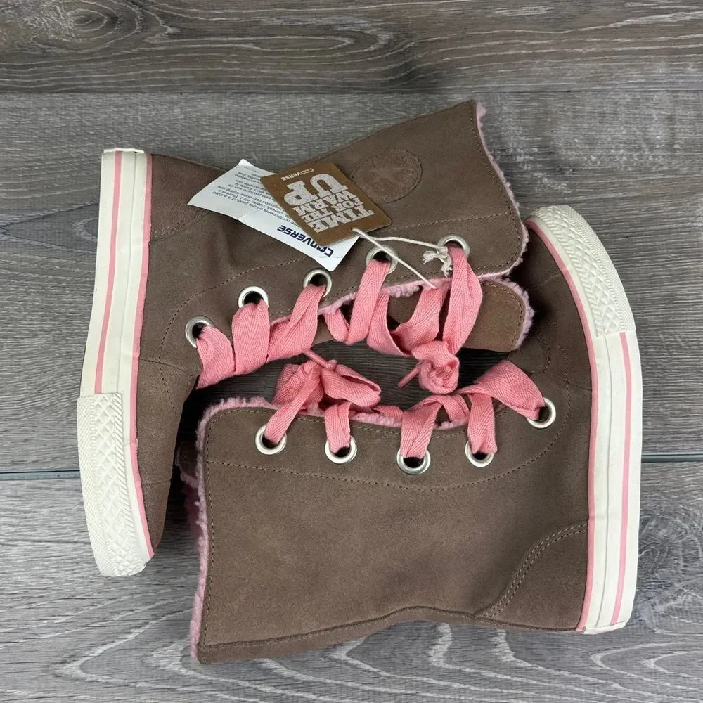 Converse All-Star Beverly Little Girl Sz 13 Ginger Leather Pink Hi Sneaker Boots